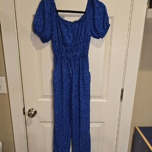 Sincerely Jules Royal Blue Textured Jumpsuit
